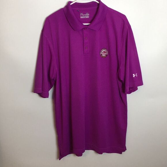 Under Armour Heat Gear Loose Fit Purple polo shirt The College at Delhi Golf XL - Picture 2 of 13